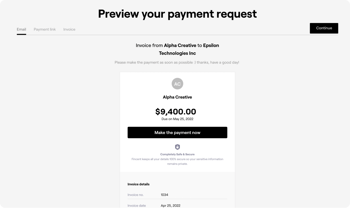 Send a payment request
